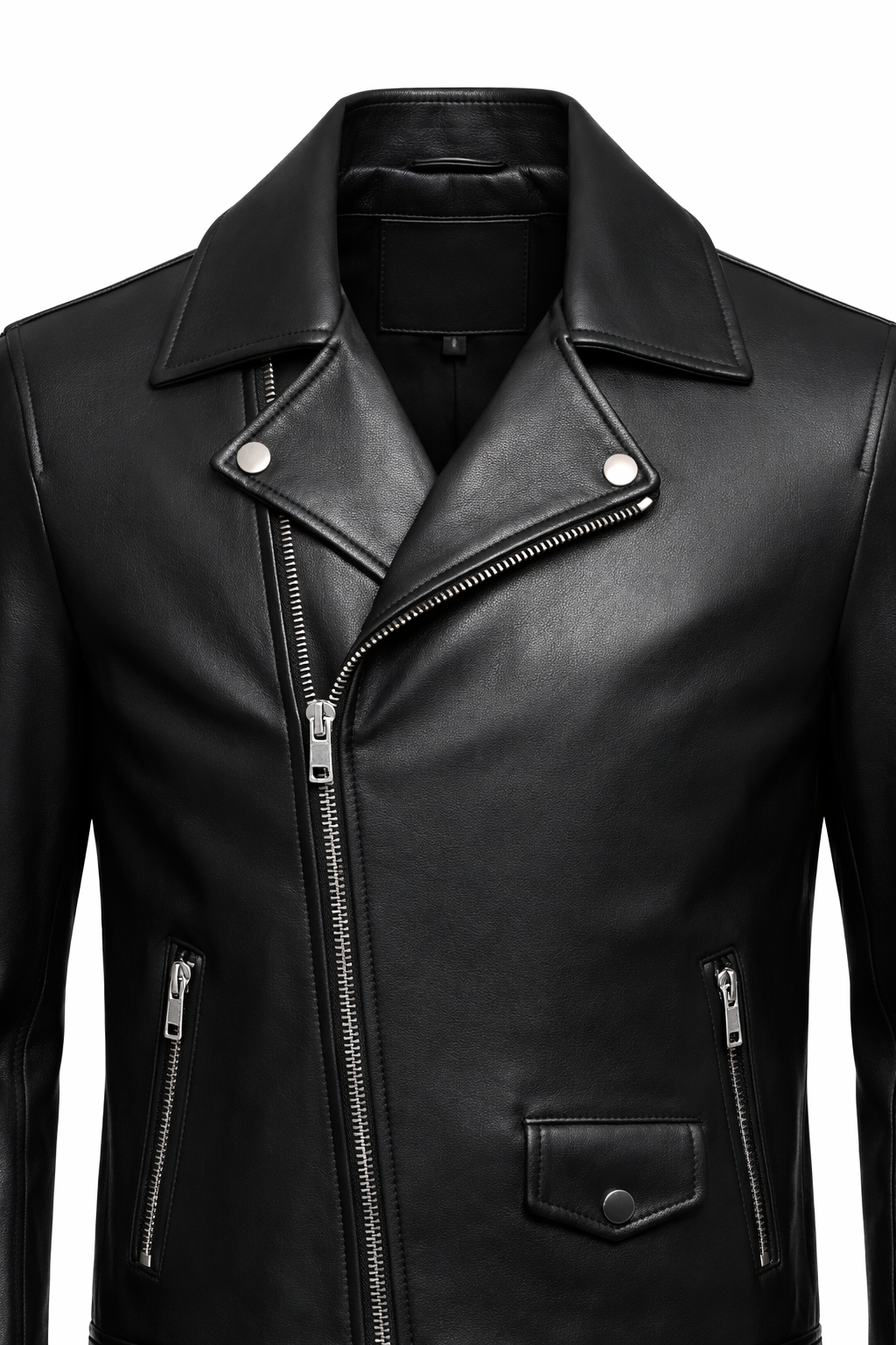 Men's black lambskin leather motorcycle jacket