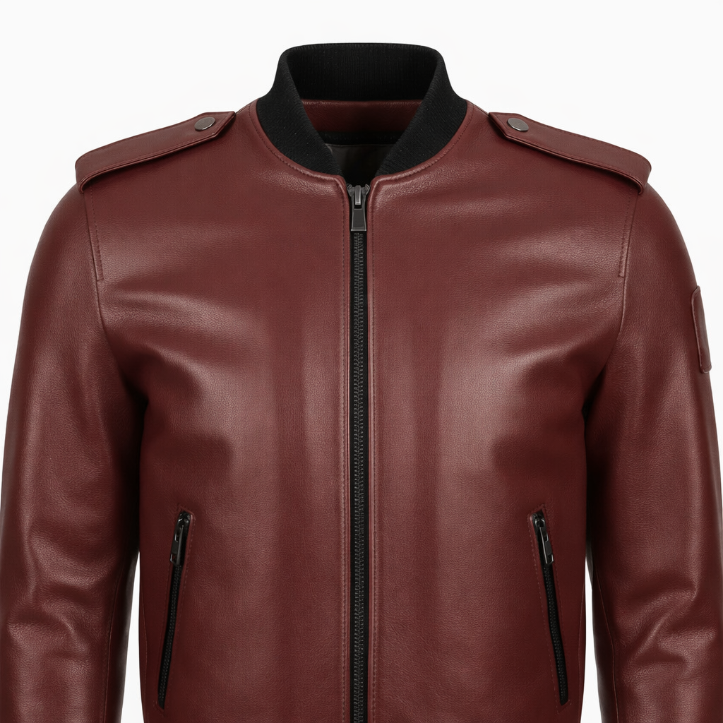 Men’s bomber style leather jacket – Brown