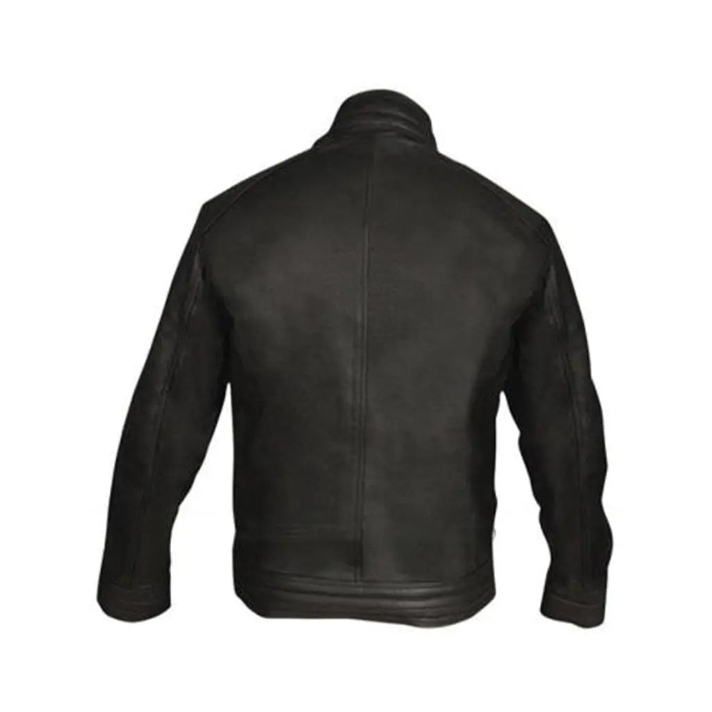 Leather Black Motorcycle Biker with tilted chest pocket Motorcycle Biker Genuine Leather Jacket