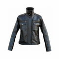 Men Long Collar Black Premium Genuine Leather Jacket
