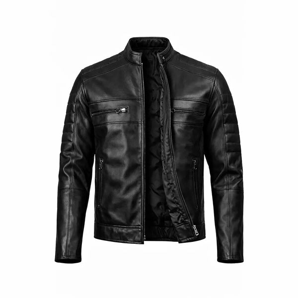 Men's Real Lambskin Leather Black Biker Style Jacket