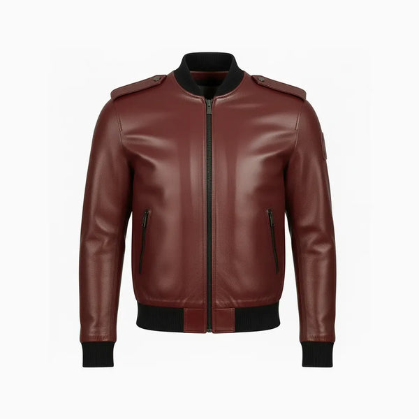Men’s bomber style leather jacket – Brown