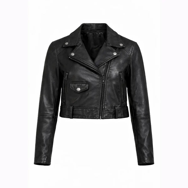 Women Cropped Biker Jacket