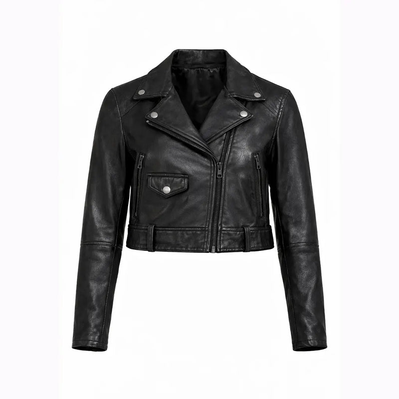 Women Cropped Biker Jacket