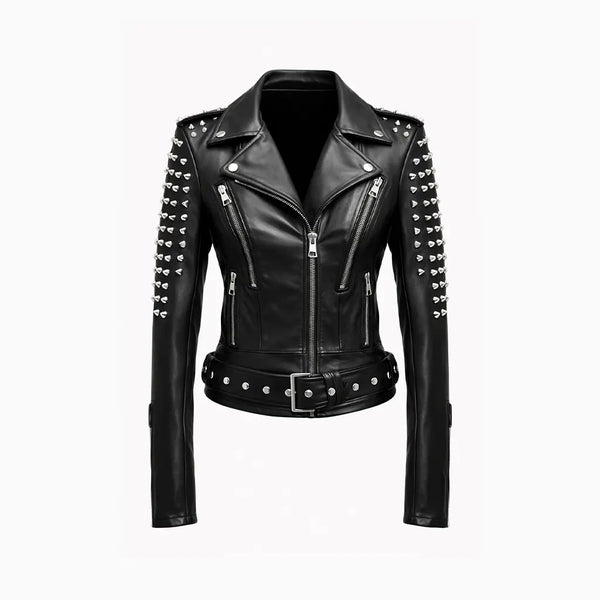 Women's Black Stud Biker Leather Jacket
