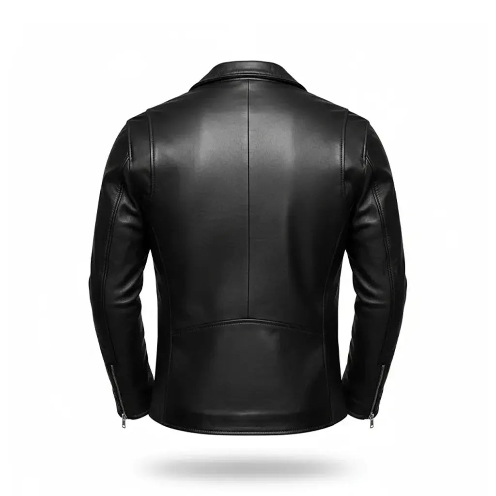 Men's black lambskin leather motorcycle jacket