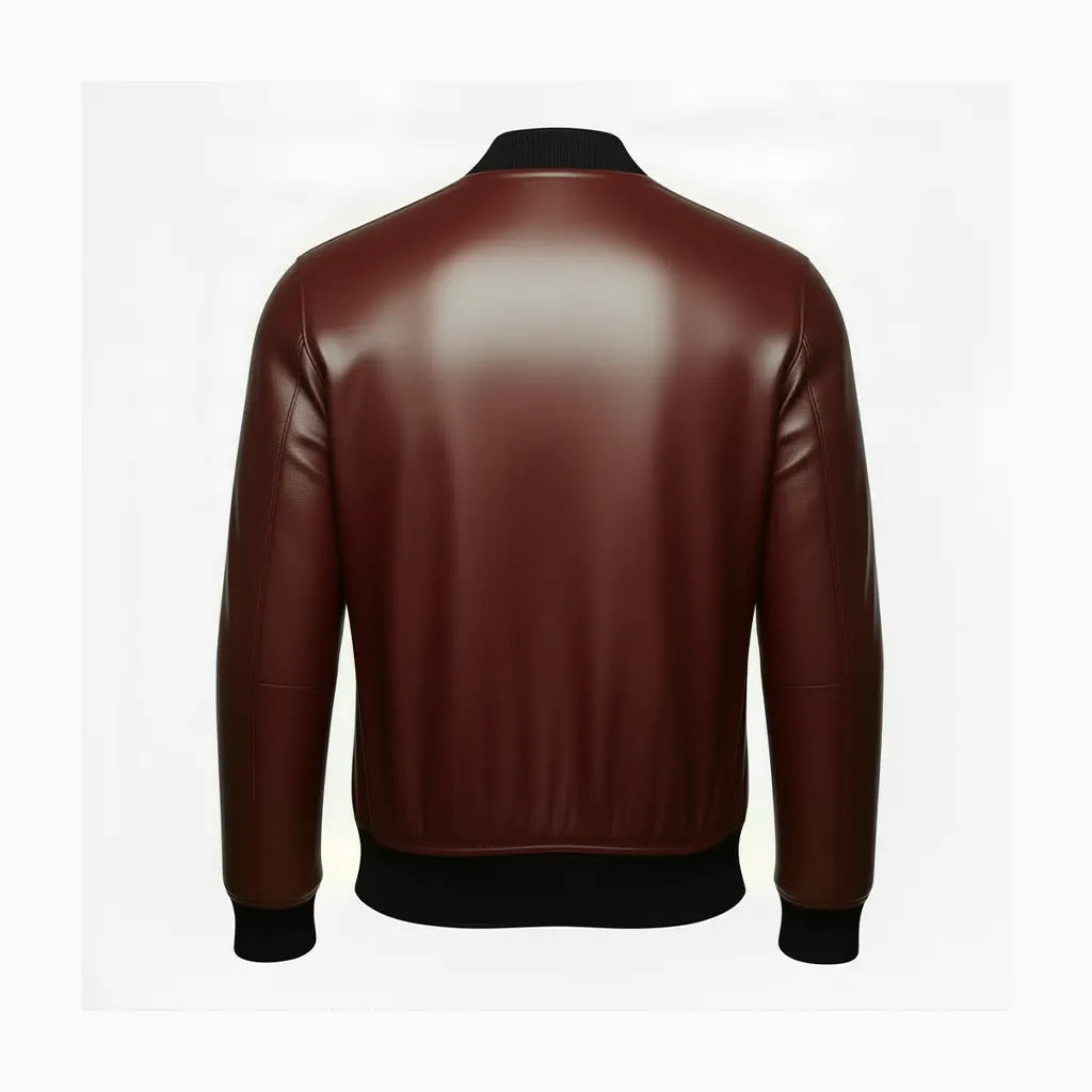 Men’s bomber style leather jacket – Brown