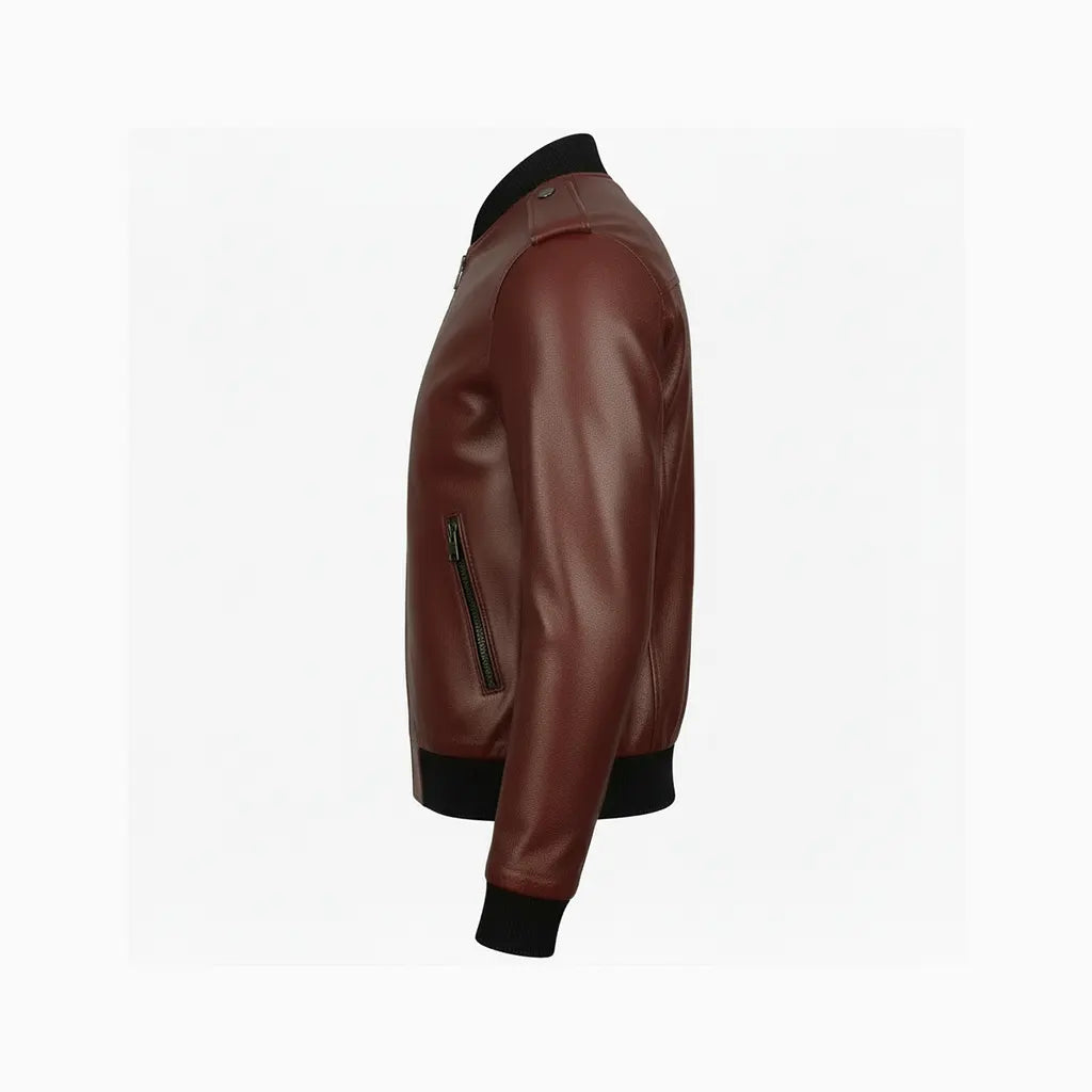 Men’s bomber style leather jacket – Brown