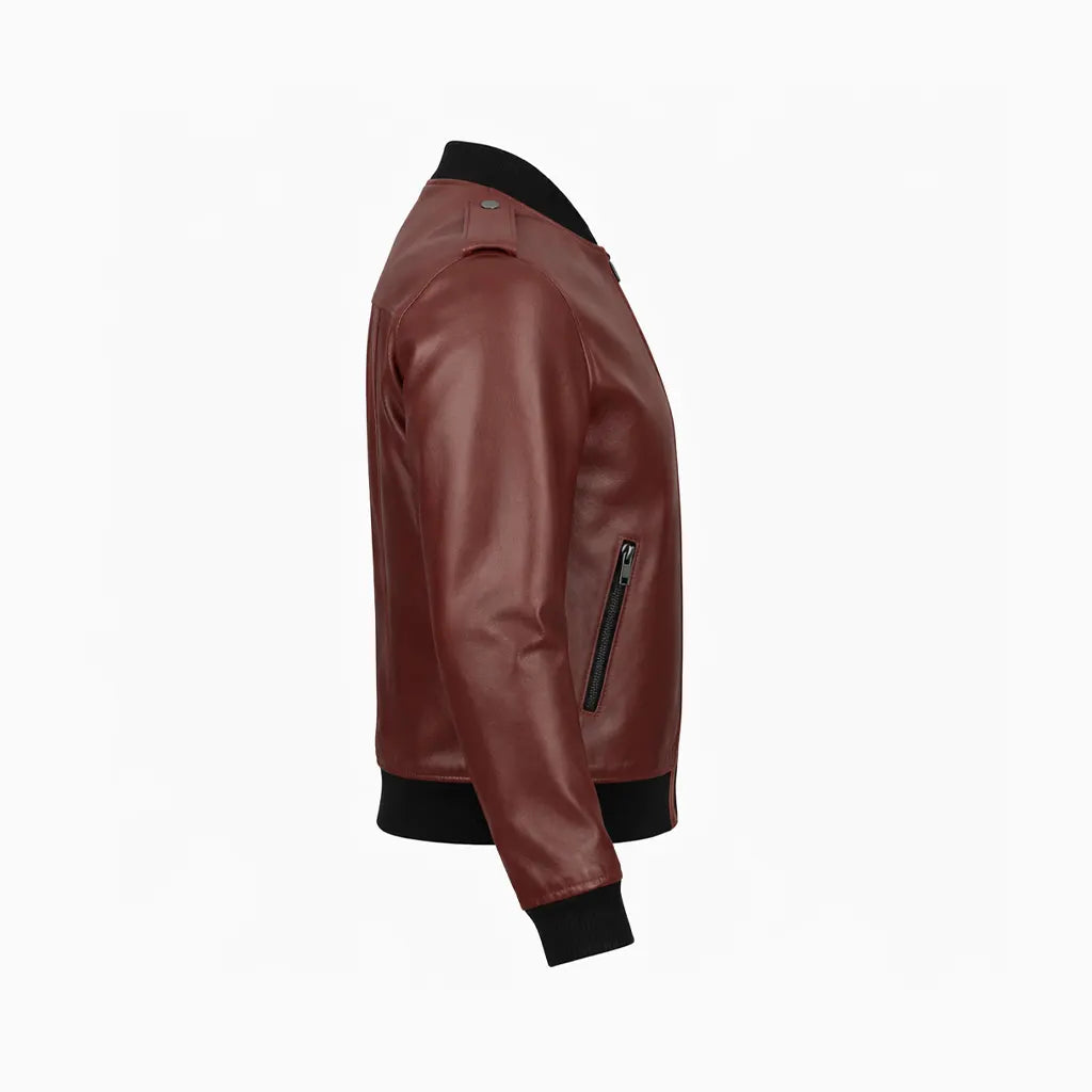 Men’s bomber style leather jacket – Brown
