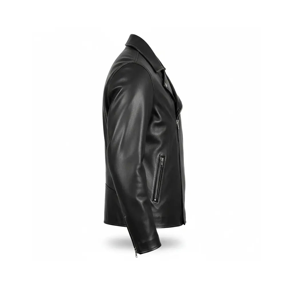 Men's black lambskin leather motorcycle jacket