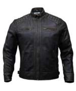 Mens Orignal Leather Biker Jacket Distressed
