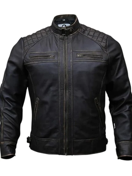 Mens Orignal Leather Biker Jacket Distressed
