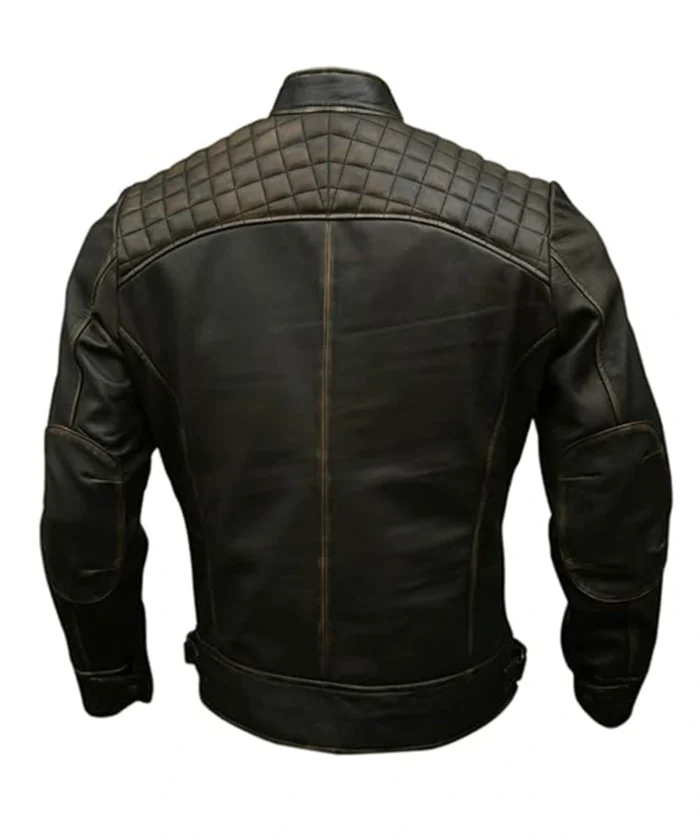 Mens Orignal Leather Biker Jacket Distressed