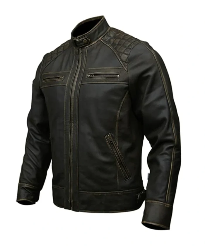 Mens Orignal Leather Biker Jacket Distressed