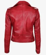 Margaret Women's Red Asymmetrical Moto Leather Jacket back