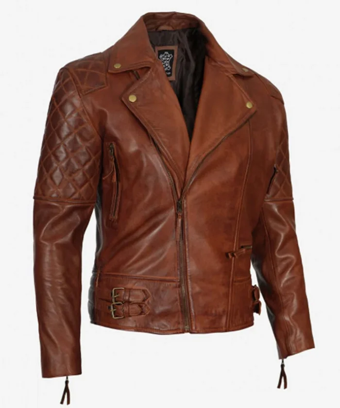 Waxed Motorcycle Leather Jacket back