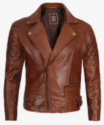 Waxed Motorcycle Leather Jacket front