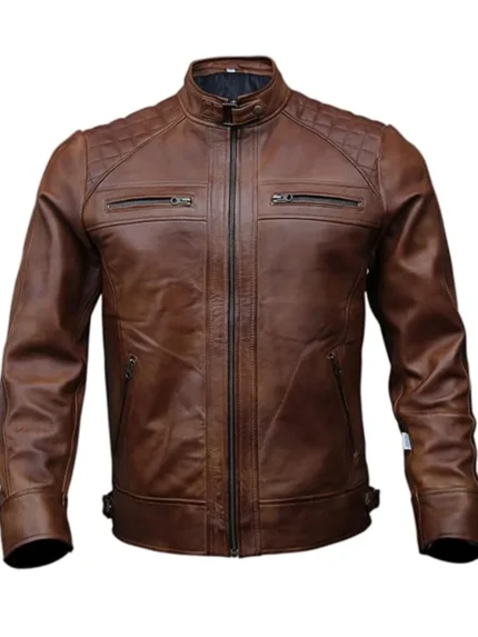 Mens Original Leather Biker Jacket Brown