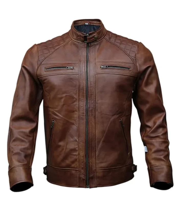 Mens Original Leather Biker Jacket Brown