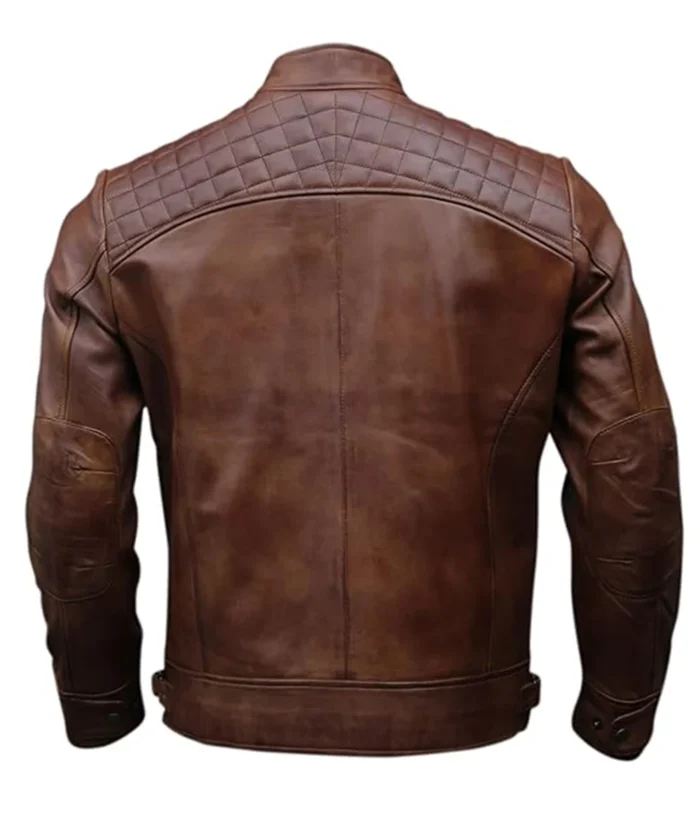 Mens Original Leather Biker Jacket Brown