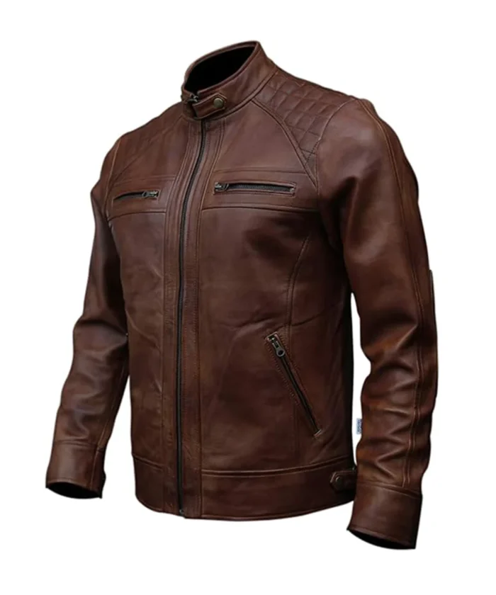 Mens Original Leather Biker Jacket Brown