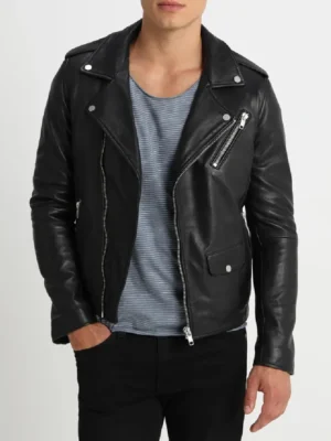 Ethan Black Biker Leather