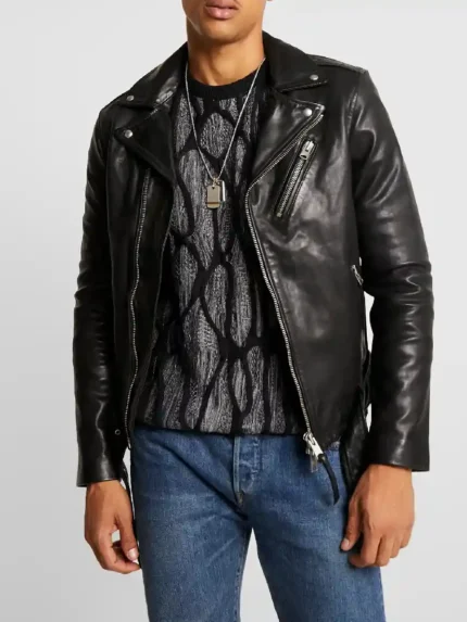 Shumack Black Biker Leather Jacket