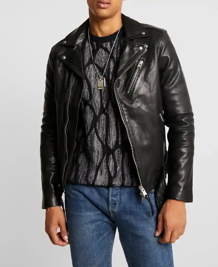 Shumack Black Biker Leather Jacket