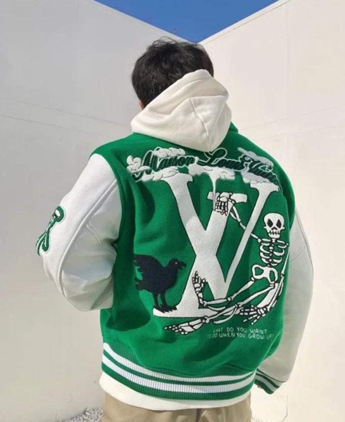 varsity green jacket back