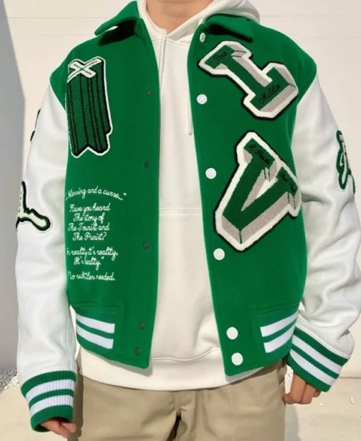 varsity green jacket front