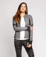 women biker jacket front