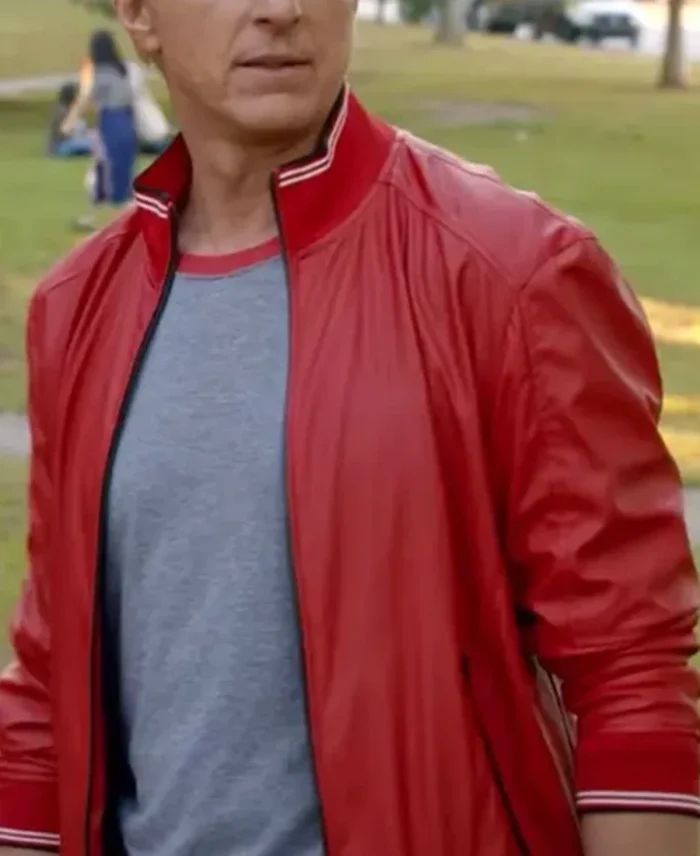 Cobra Kai Red Bomber Leather Jacket front