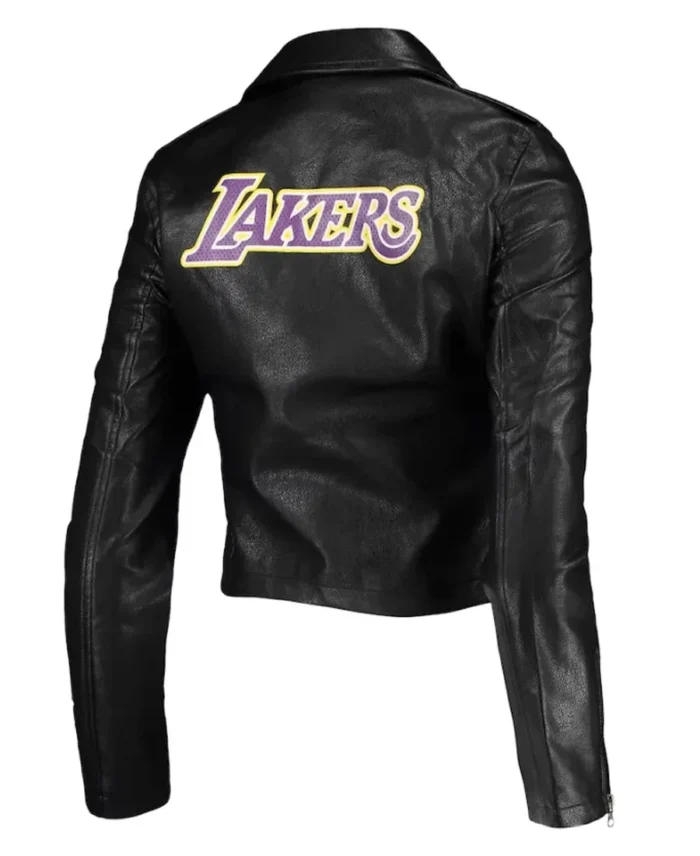 Elna Hane Los Angeles Lakers Black Biker Leather Jacket back