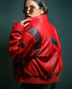 Handmade Womens Red Capsule Kaneda Leather Jacket back