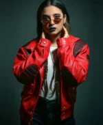 Handmade Womens Red Capsule Kaneda Leather Jacket front