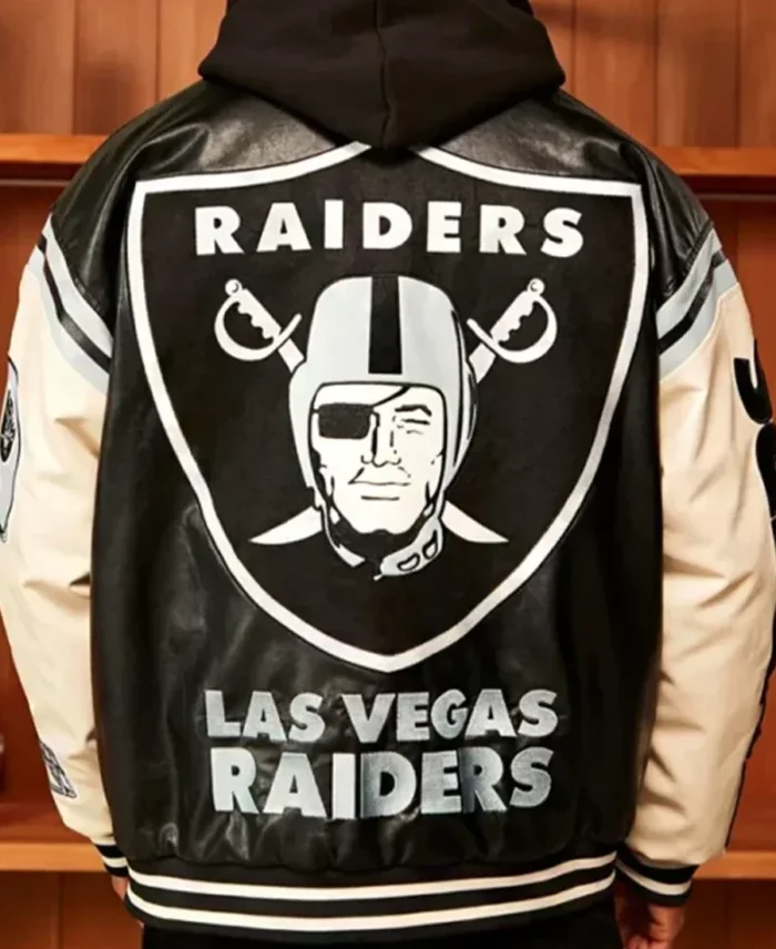 Las Vegas Raiders Leather Letterman Varsity Jacket back