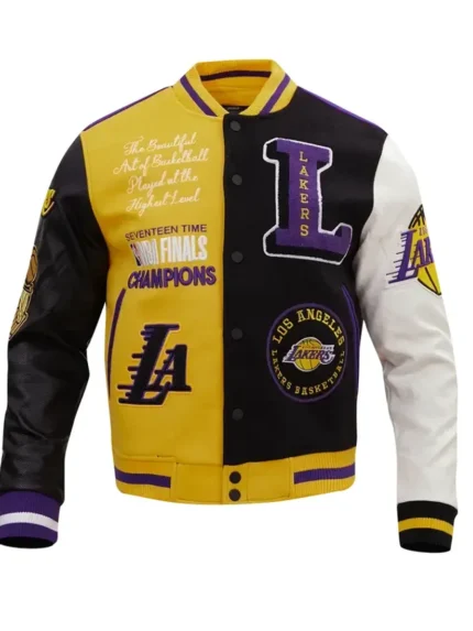 Los Angeles Lakers Color Block Varsity Jacket front