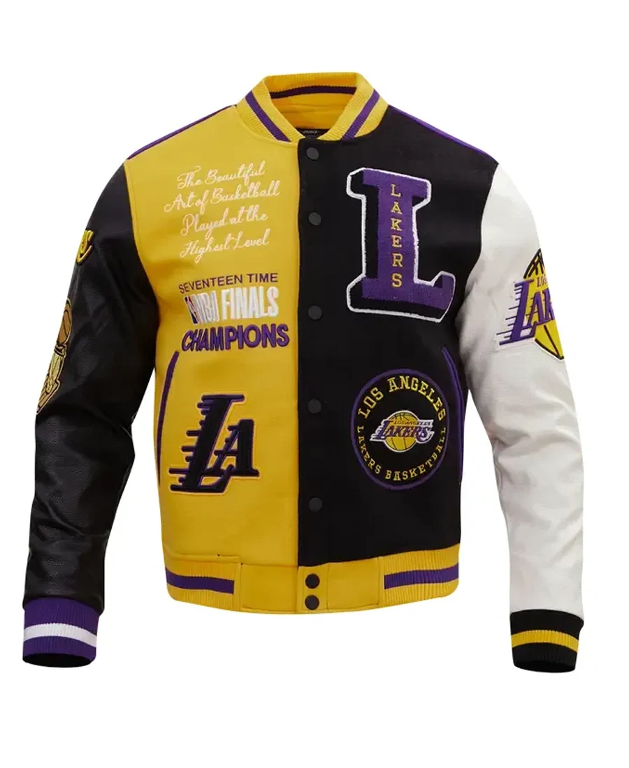Los Angeles Lakers Color Block Varsity Jacket front