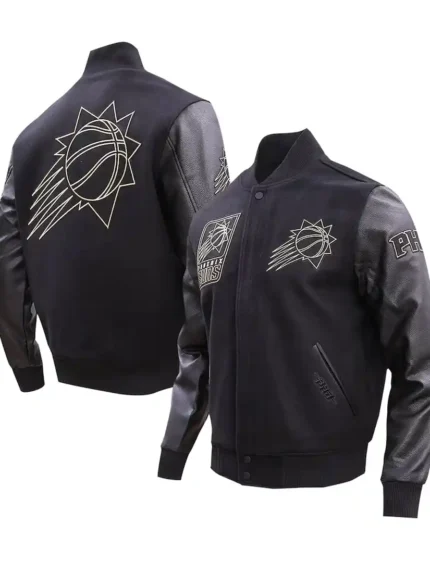 Men's Pro Standard Black Phoenix Suns Gold Stitch Varsity Jacket