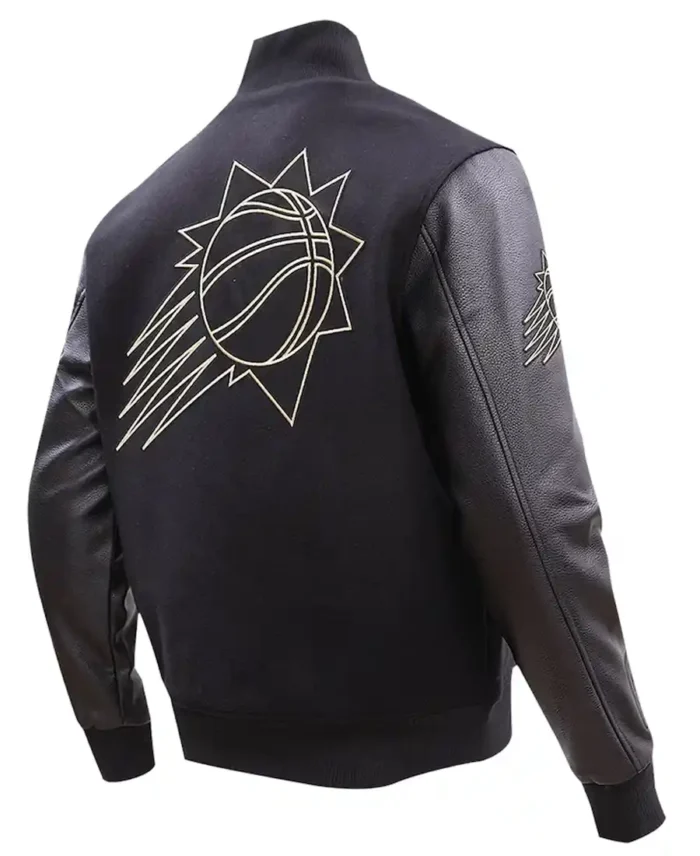 Men's Pro Standard Black Phoenix Suns Gold Stitch Varsity Jacket Back