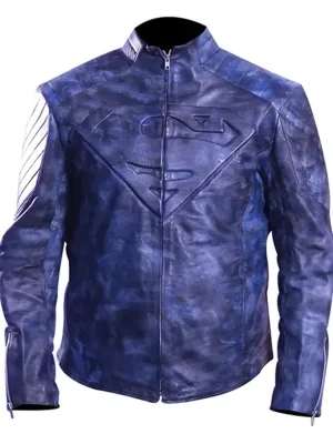 Superman Smallville Blue Leather Jacket front