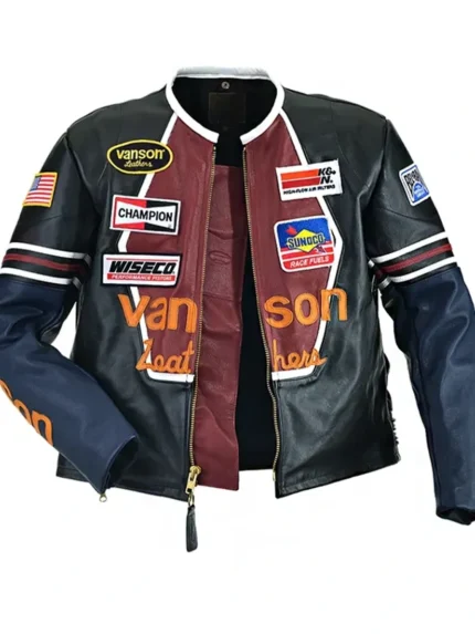 The Vanson Star Leather Jacket front
