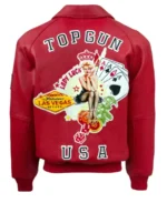 Top Gun USA Lady Lucky Red Bomber Zip Up Jacket back