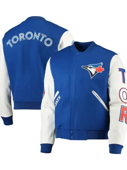 Toronto Blue Jays Roots leather Jacket front & back