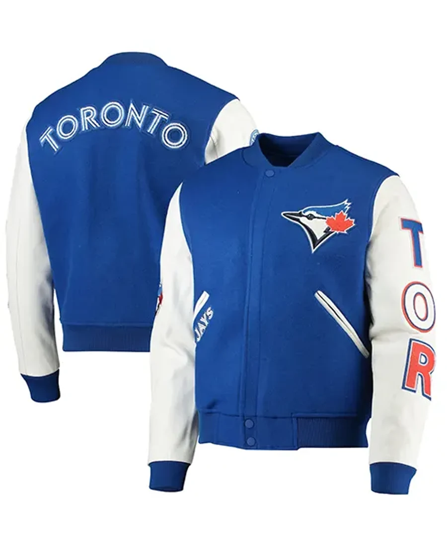 Toronto Blue Jays Roots leather Jacket front & back