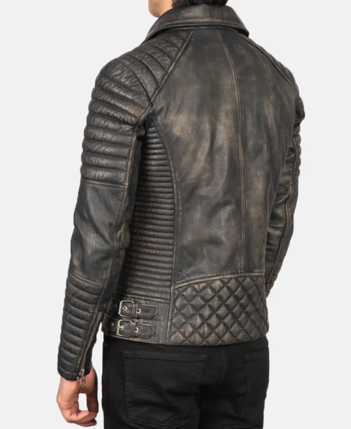 Armand Distressed Brown Leather Biker Jacket back