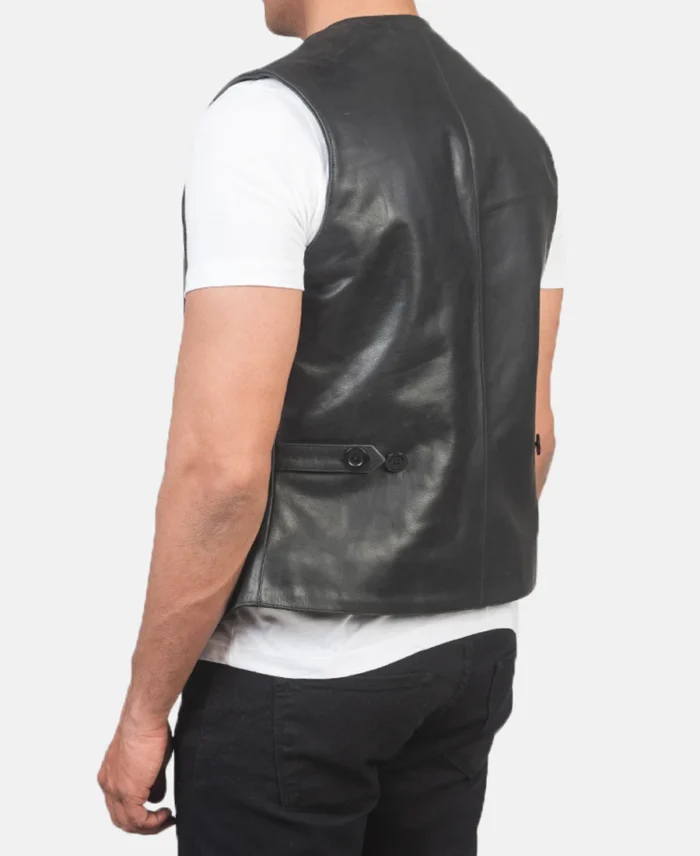Auden Black Leather Vest back