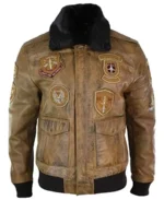 Aviator Mens Fur Bomber Jacket front