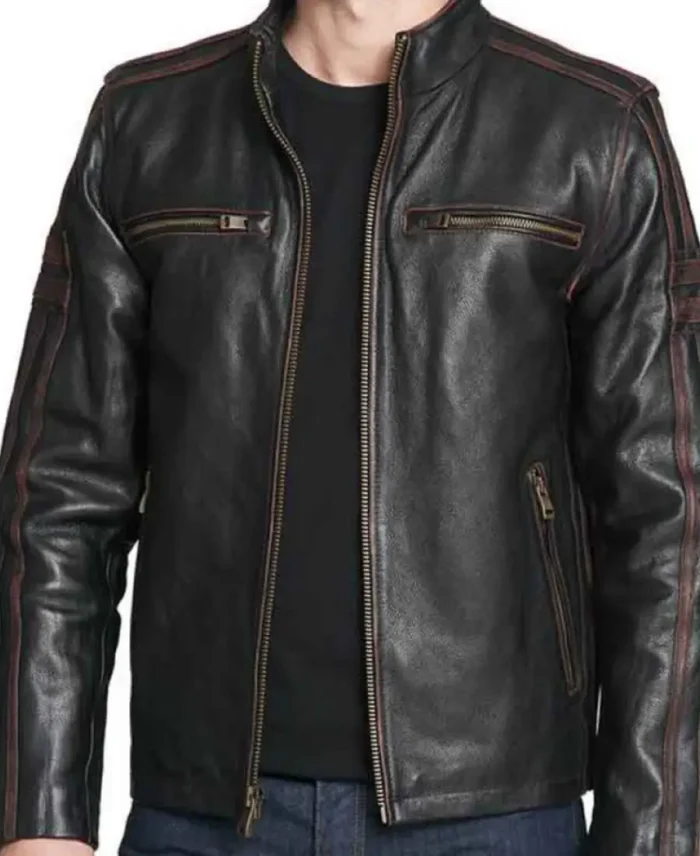 Black Rivet Leather Zip Jacket