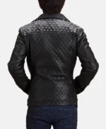 Black Studded Leather Biker Jacket back